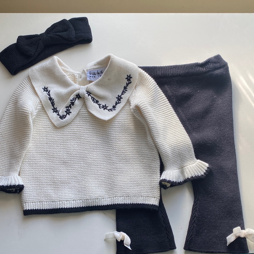 Black and White Baby Outfit with Headband